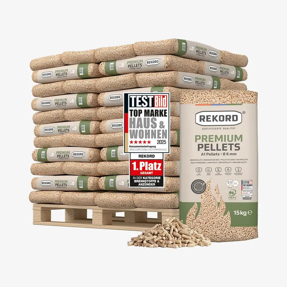 Premium REKORD Pellets A1, Sackware auf Palette (66 x 15 kg)