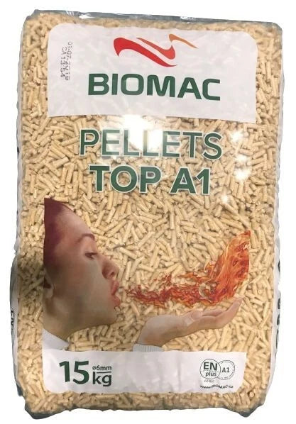 BIOMAC Holzpellets A1, Sackware auf Palette (65 x 15 kg)