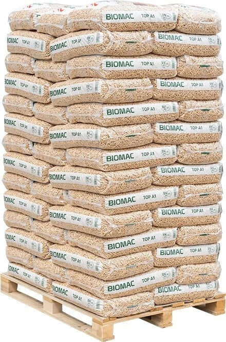 BIOMAC Holzpellets A1, Sackware auf Palette (65 x 15 kg)